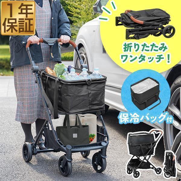 ギンナンEco Ca 折りたたみショッピングカート 黒 保冷バッグ ショッピングカート 保冷バッグ ワンタッチ 折りたたみ 軽量 おしゃれ