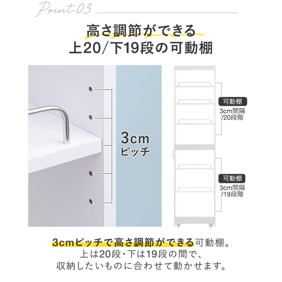 キッチン 隙間収納 20cm 奥行45cm キッチンラック キャスター付き