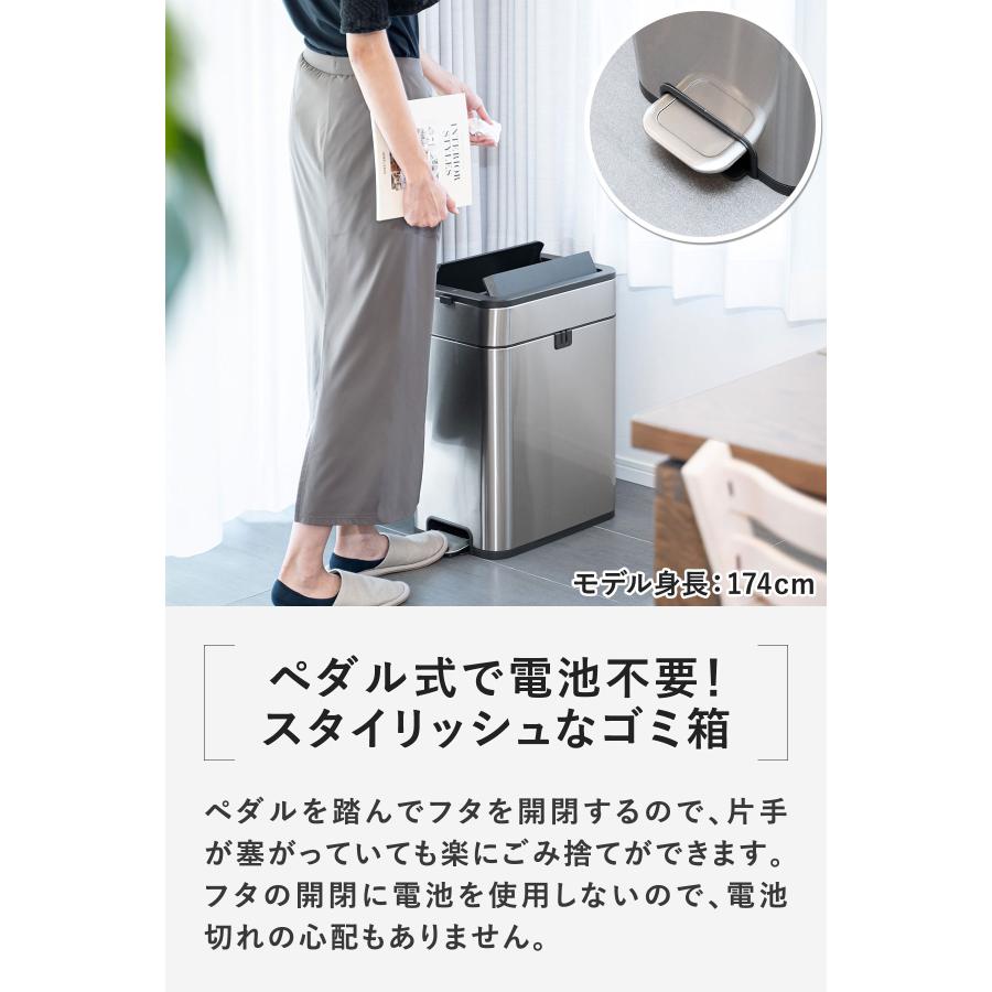 ゴミ箱 ステンレス スリム ペダル 中央開閉式 30L ごみ箱