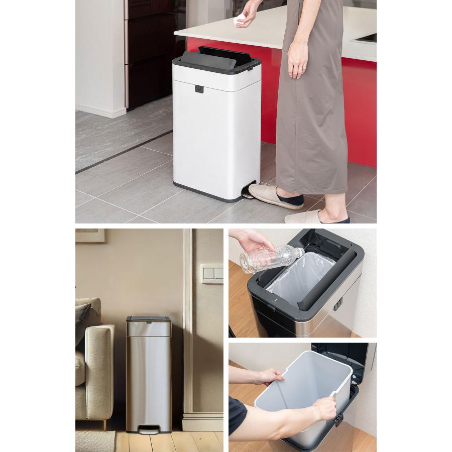 ゴミ箱 ステンレス スリム ペダル 中央開閉式 40L ごみ箱