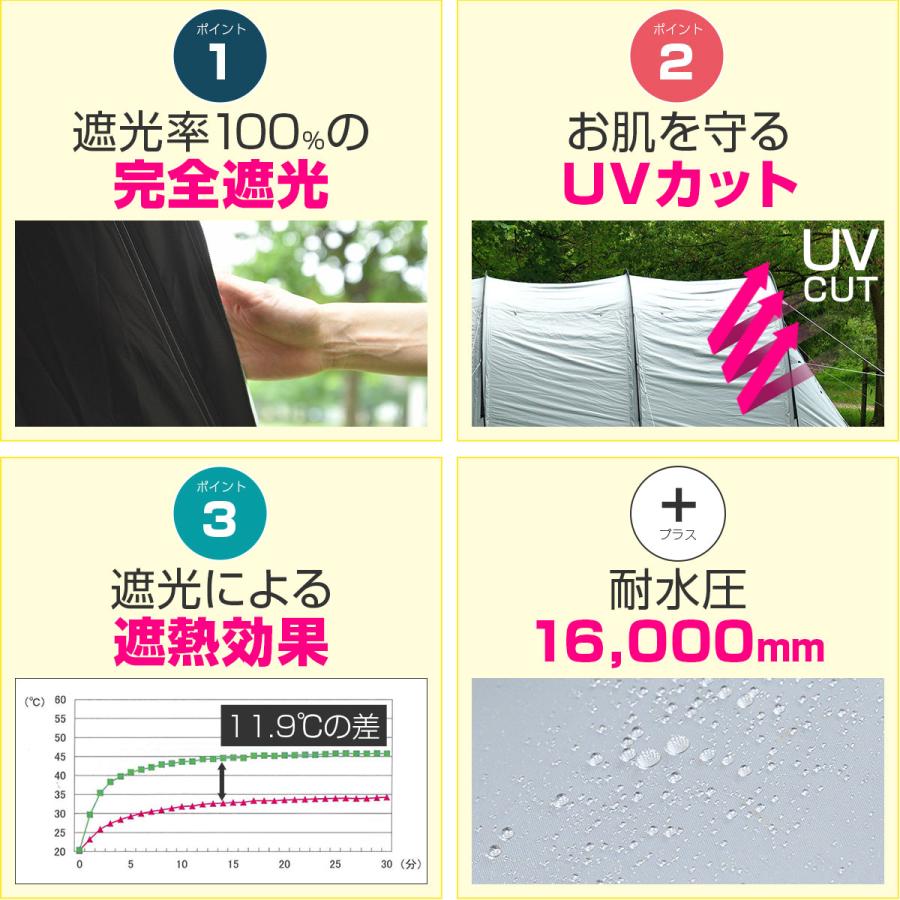 FIELDOOR テント ドームテント 620cm×260cm 4人〜最大8人用 100