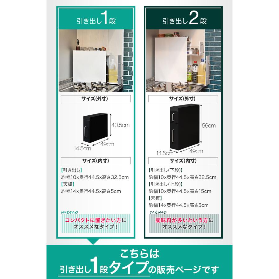 キッチン収納 調味料ラック 隠せる調味料ラック 1段 スリム 幅14.5cm