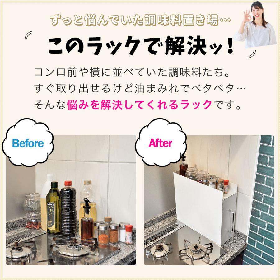 キッチン収納 調味料ラック 隠せる調味料ラック 2段 スリム 幅