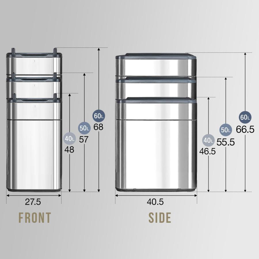 自動開閉ゴミ箱 ゴミ箱 自動開閉 40L ふた付き スリム 幅 27.5cm 乾電池式 大容量 45L