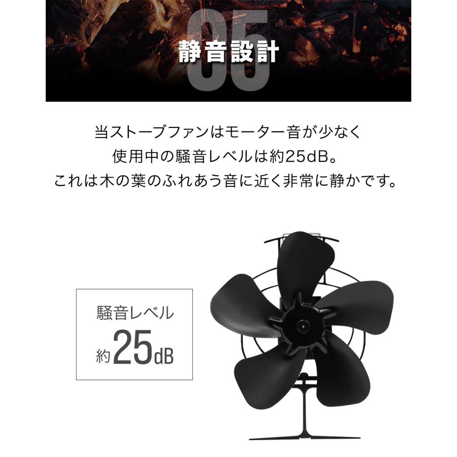 ストーブファン 首振りタイプ 5枚羽根 直径約19cm FIELDOOR エコ 電源