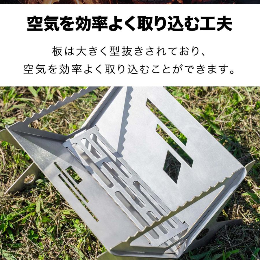 1年保証 ステンレスグリル アウトドア グリル 焚火台 焚き火スタンド 幅28cm 直火 調理台 組立簡単 テーブル キャンプ 折りたたみ 焚き火調理 送料無料｜maxshare｜03