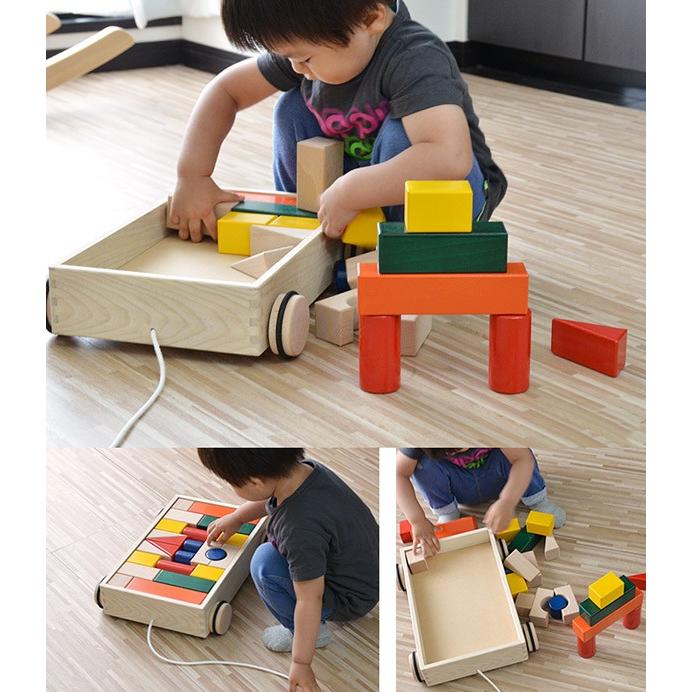 (未使用･未開封品)引車積木 おもちゃ 知育 玩具 引車積木 積み木 日本製 K35 引き車 室内 1歳 2歳