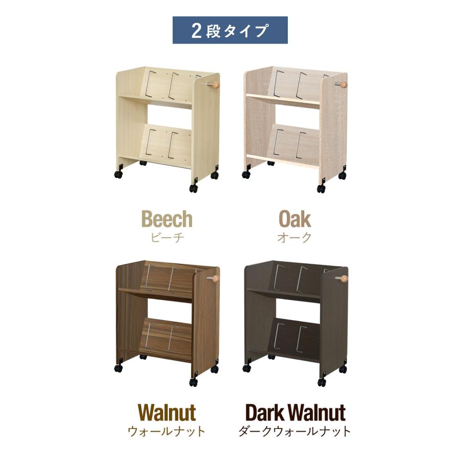 キャスター付きA4ファイルワゴン - 多機能収納・作業スペースを1台 ファイルワゴン ファイルラック 2段 斜め キャスター付き A4 幅55cm