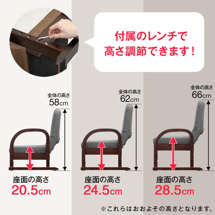 高座椅子 リクライニング 高齢者 完成品 肘掛付き 立ち上がりやすい