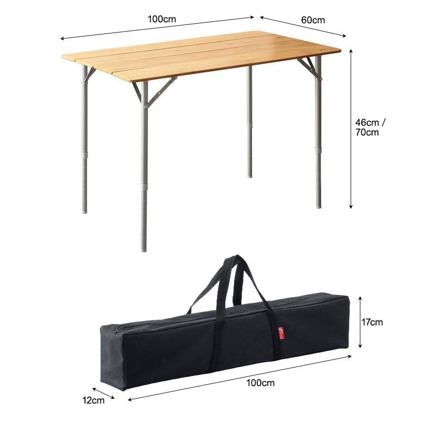 1年保証 テーブル 折りたたみ 幅100cm 無段階高さ調節可能46-70cm アウトドア キャンプ 在宅勤務 テレワーク レジャーテーブル ピクニック バンブー 送料無料｜maxshare｜22