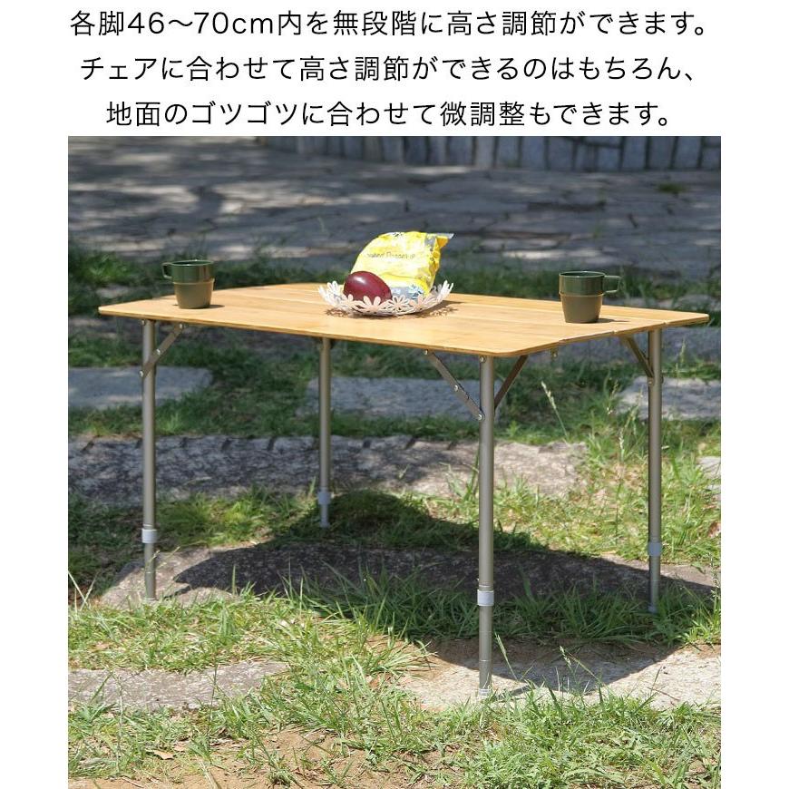 1年保証 テーブル 折りたたみ 幅100cm 無段階高さ調節可能46-70cm アウトドア キャンプ 在宅勤務 テレワーク レジャーテーブル ピクニック バンブー 送料無料｜maxshare｜08