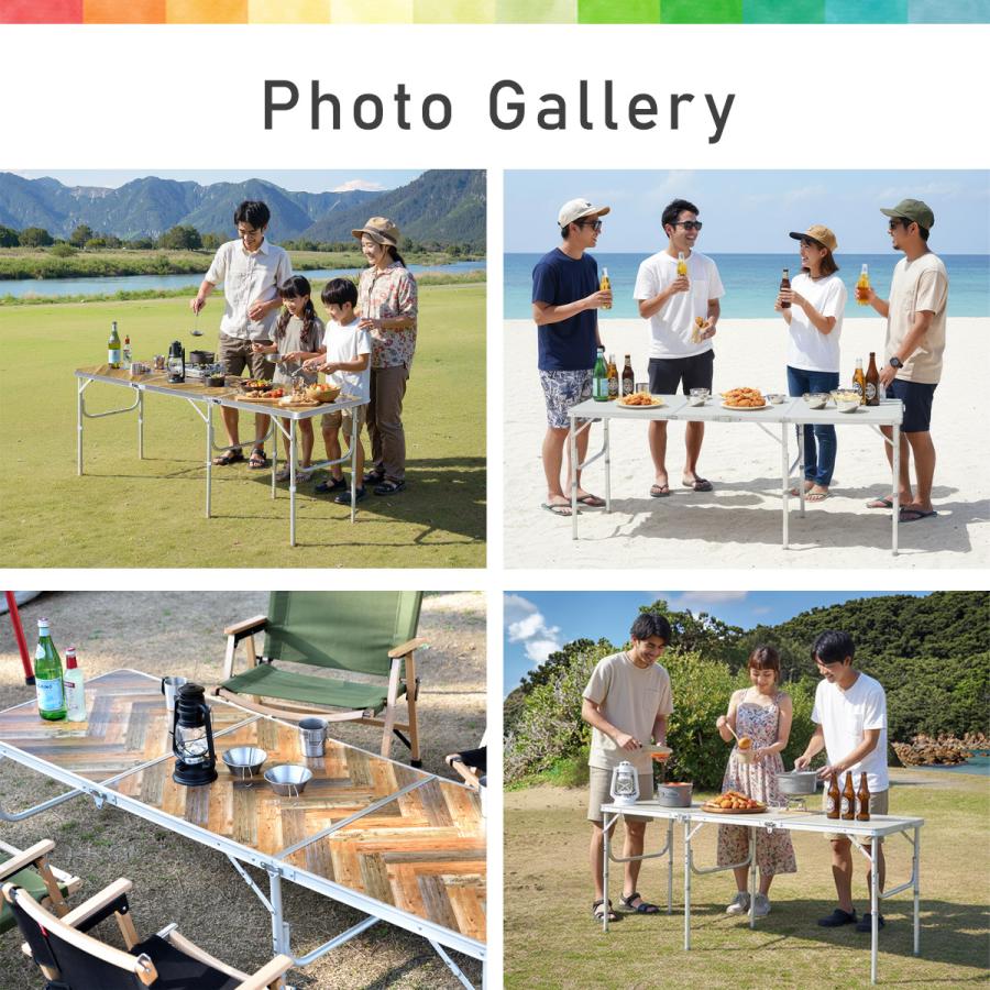 FIELDOOR（フィールドア） アウトドアテーブル 折りたたみ 180 高さ