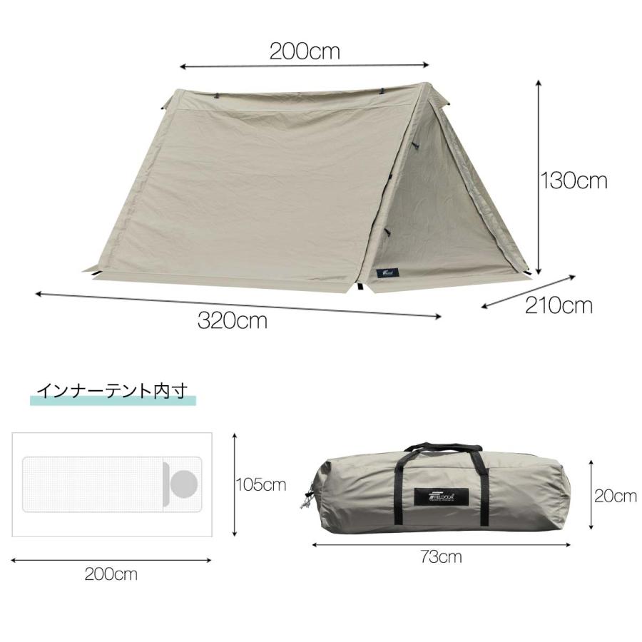 FIELDOOR パップテント 難燃 TC ポリコットン 一人用 ソロ FIELDOOR パップテント 難燃 TC ポリコットン 一人用 ソロ