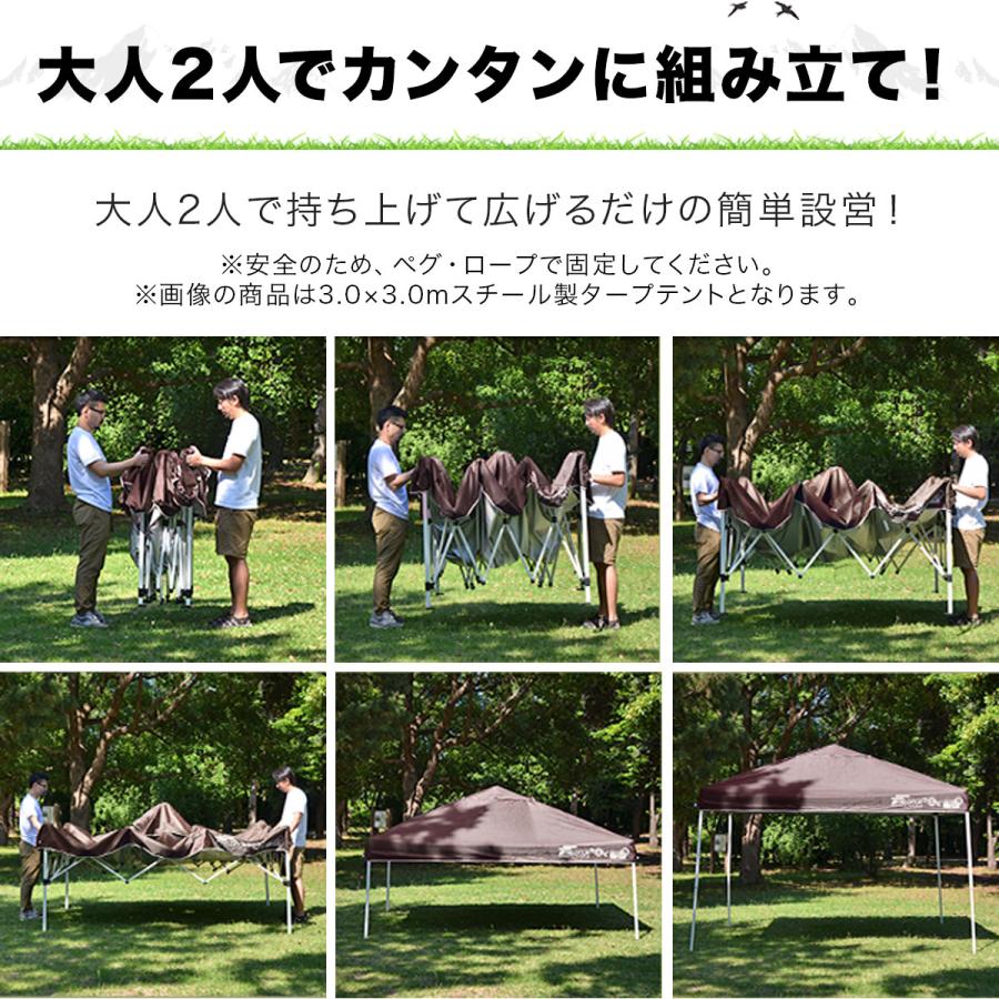 FIELDOOR（フィールドア） タープテント 2.5m スチール 屋根柱強化