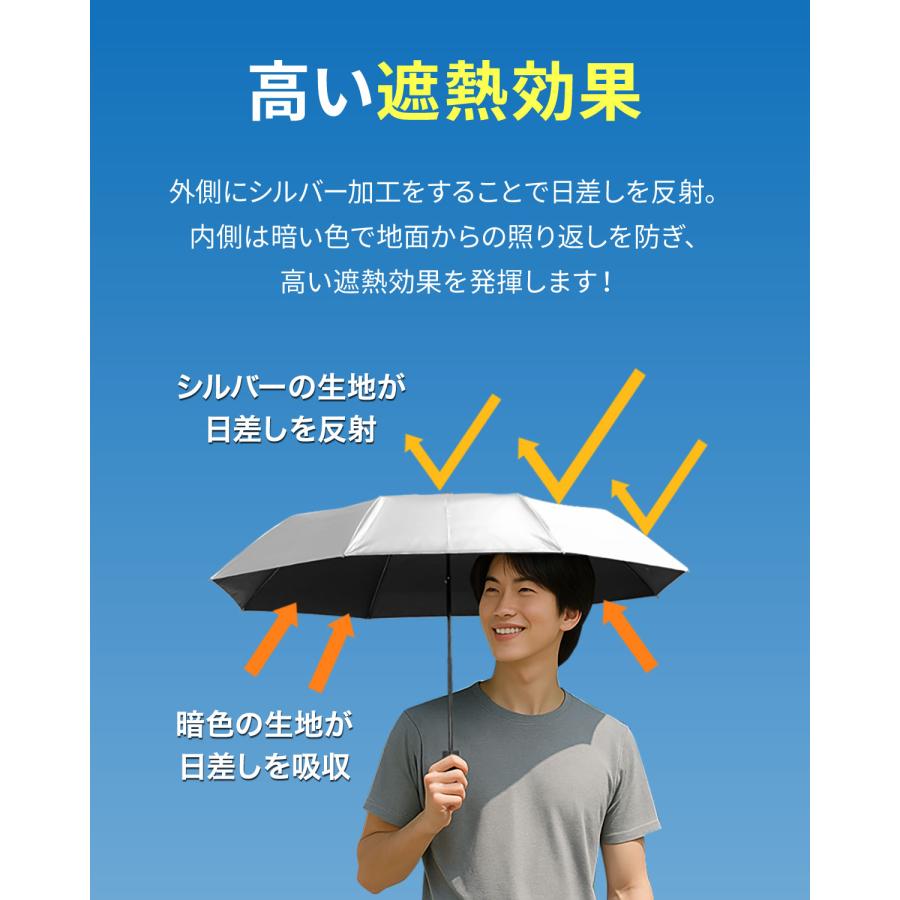 日傘 折りたたみ 軽量 完全遮光 晴雨兼用 99.9%UVカット 55cm 大きめ