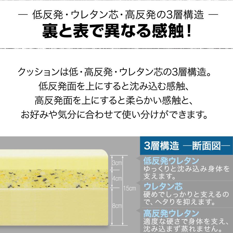 座布団 クッション 低反発 高反発 両面 3層 コンビクッション 2枚組 45×45cm×厚手15cm 四角/スクエア 洗えるパイルカバー 座ぶとん 1年保証 送料無料 |  | 02