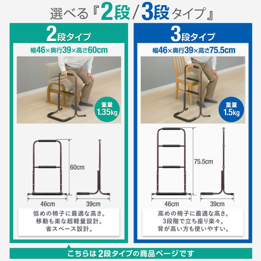 1年保証 手すり 立ち上がり補助 置き型 置くだけ 2個セット 2段/60cm
