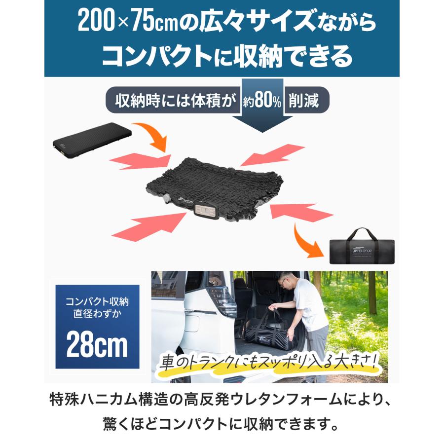 FIELDOOR（フィールドア） キャンプ マット シングル 極厚 エアー