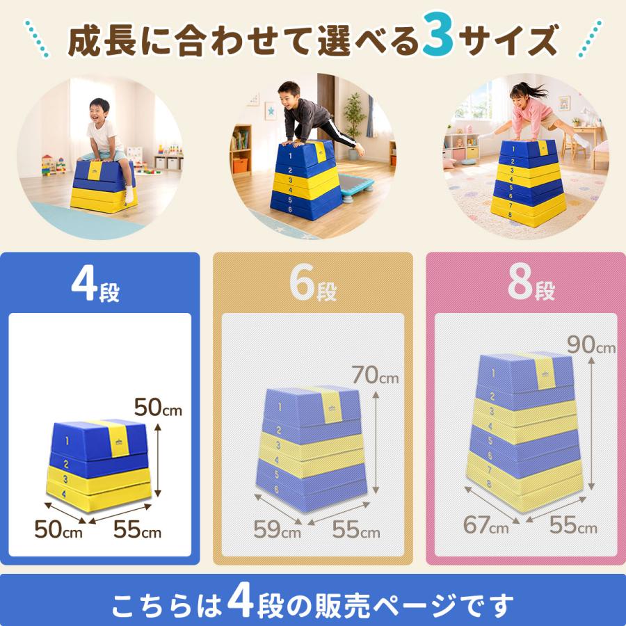 跳び箱 4段 カラー 椅子 収納 インテリア 子供用 保育 玩具 RiZKiZ 跳び箱 ソフト跳び箱 4段 子供 幼児 家庭用 自宅用 室内遊具