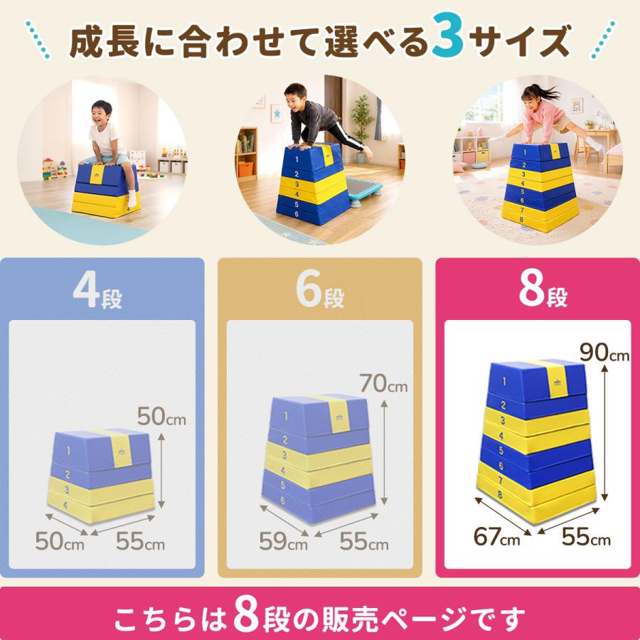 RiZKiZ 跳び箱 ソフト跳び箱 8段 子供 幼児 家庭用 自宅用 室内遊具