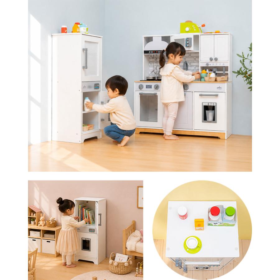 RiZKiZ ままごと キッチン 冷蔵庫 木製 おままごとセット 製氷機付き
