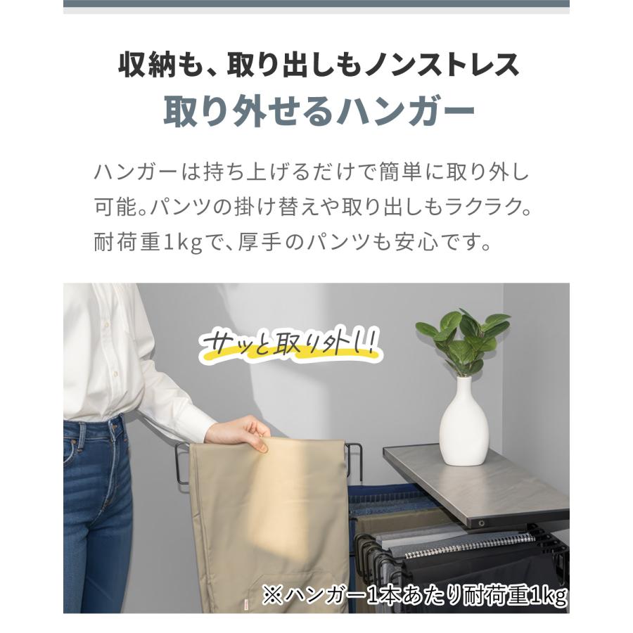 スラックスハンガー 天板付き 20本掛け 2個組 棚付き パンツラック