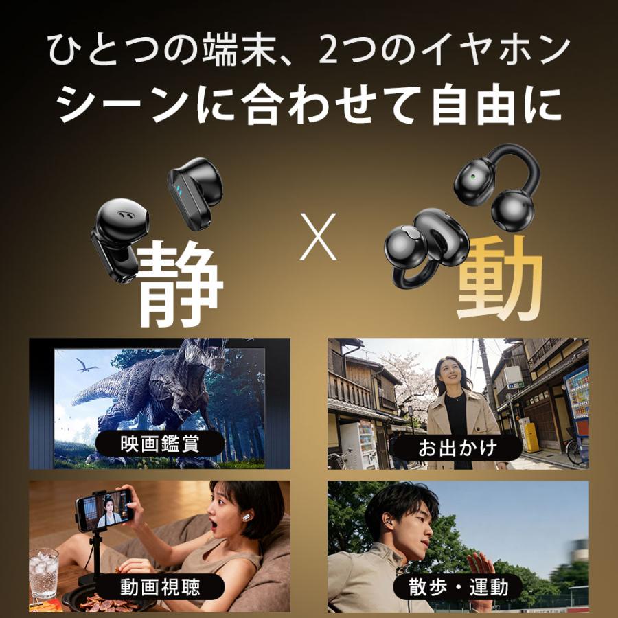 ワイヤレスイヤホン Bluetooth6.0 イヤホン 高音質 2in1 カナル型 イヤーカフ型 デュアルフィット ENCノイズキャンセリング 120時間再生 IPX5防水 | ブランド登録なし | 14