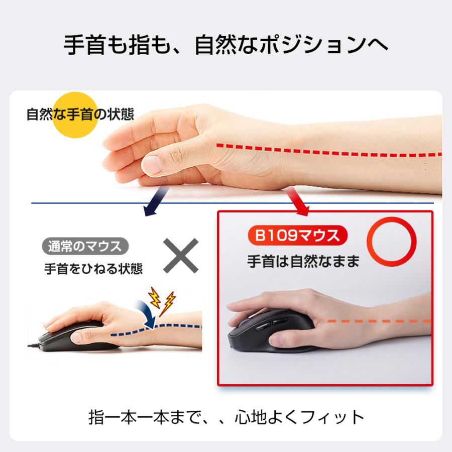 【特典あり！】 マウス ワイヤレスマウス 無線 bluetooth エルゴノミクス 6ボタン 戻る・進むボタン搭載 DPI切替 800/1200/1600 静音クリック Windows Mac 対応 | ブランド登録なし | 07