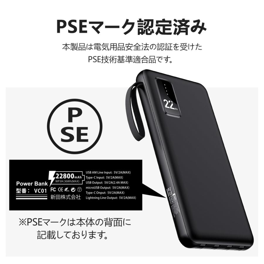 空調ベスト モバイルバッテリー 大容量 小型 軽量 薄型 22800mAh 5台