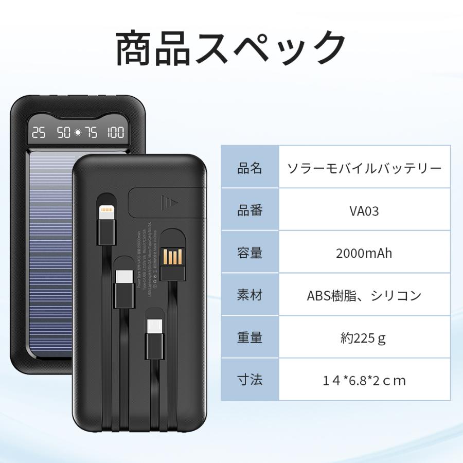 【レビュー特典開催！】空調ウェア対応 モバイルバッテリー 20000mAh 薄型 軽量 大容量 5台同時充電 ソーラー充電 PSE認証 5V/2A スタンダード機能 残量表示付き |  | 18