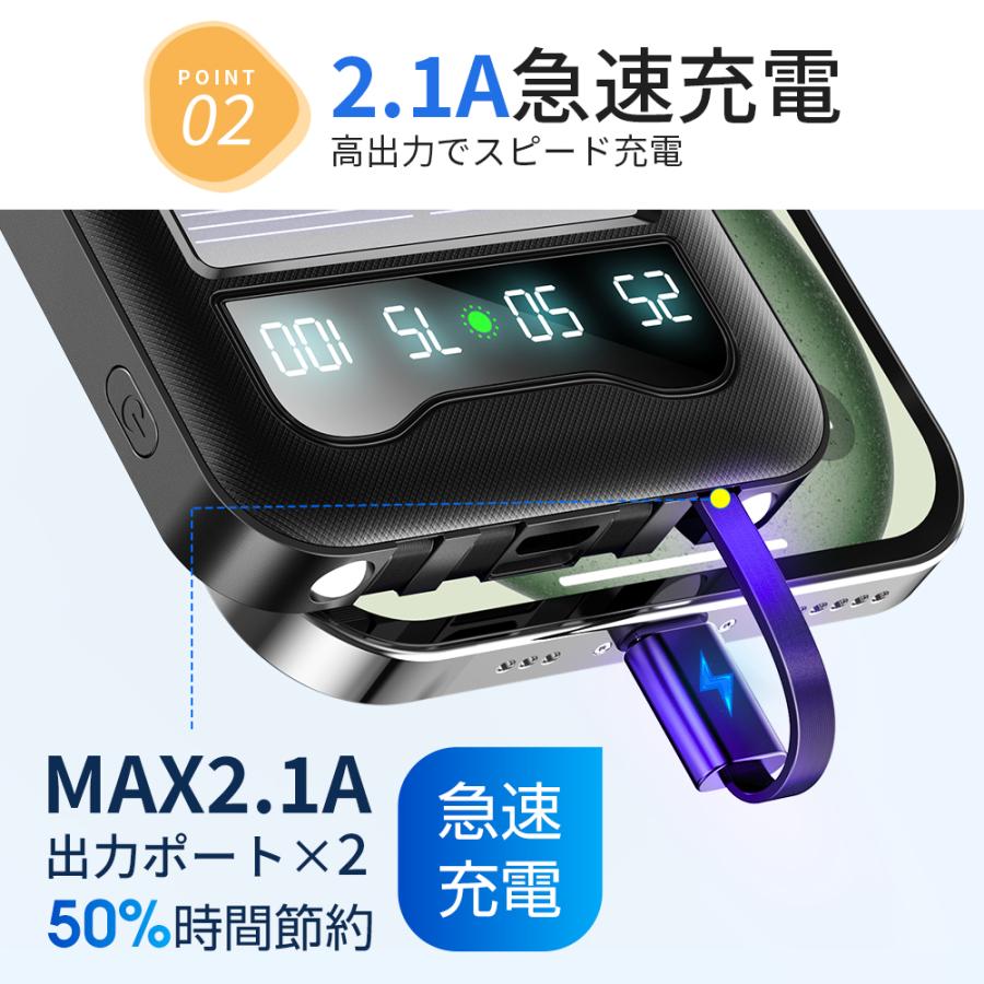 【レビュー特典開催！】空調ウェア対応 モバイルバッテリー 20000mAh 薄型 軽量 大容量 5台同時充電 ソーラー充電 PSE認証 5V/2A スタンダード機能 残量表示付き |  | 05