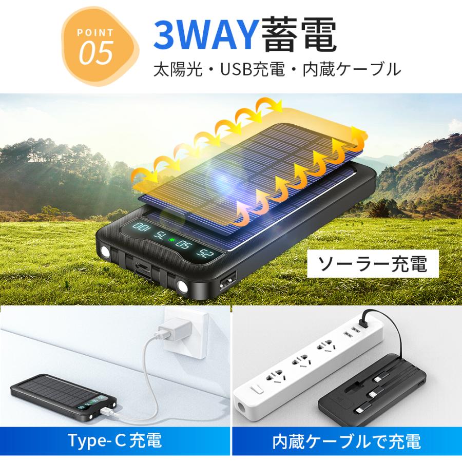 【レビュー特典開催！】空調ウェア対応 モバイルバッテリー 20000mAh 薄型 軽量 大容量 5台同時充電 ソーラー充電 PSE認証 5V/2A スタンダード機能 残量表示付き |  | 09