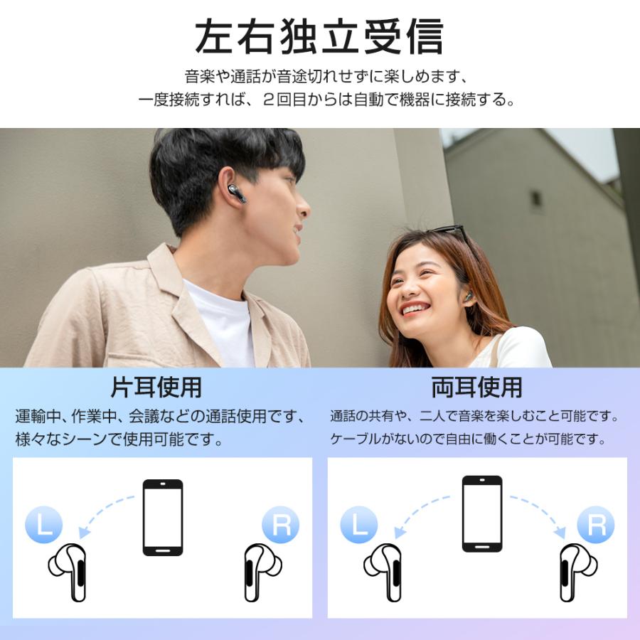 【レビュー特典開催！】ワイヤレスイヤホン Bluetooth5.4 高音質 iphone android対応 イヤホン 軽量 タッチ操作 自動ペアリング 片耳両耳対応 防水 通話 LED表示 |  | 12