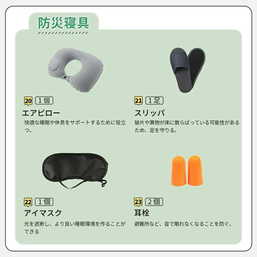 【在庫有・即納】 防災グッズ セット 1人用 持ち出し 地震対策 32点避難セット 防災リュック 非常用トイレ 非常持出袋 災害台風対策 寝袋 防災食 防災ラジオ |  | 13