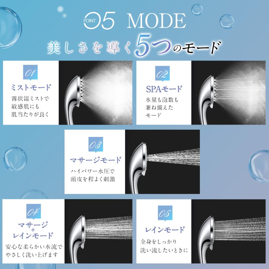 5段階SPA調整 入浴 風呂 増圧機能 シャワーヘッド 多機能シャワーヘッド 5段階モード 簡単付替 簡易設置 水圧