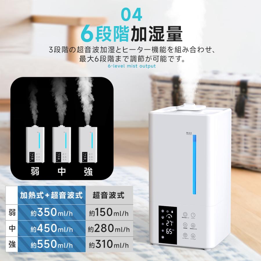 レビュー特典付!】加湿器 大容量 8L 超音波 ハイブリッド加湿器