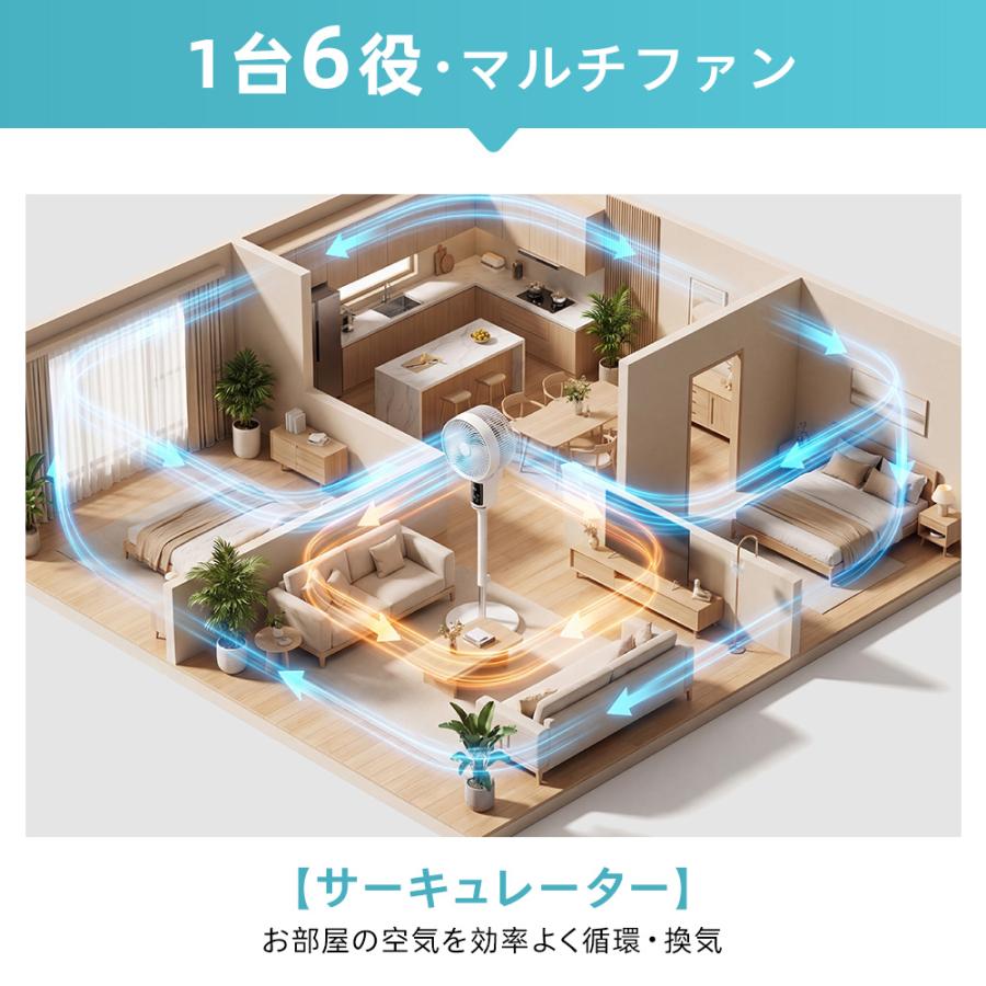 扇風機 dcモーター 360°首振り サーキュレーター 3D 静音 パワフル送風 節電 省エネ 24畳 高さ調節 リモコン付き 空気循環 熱中症対策 衣類乾燥 軽量 組立簡単 | ブランド登録なし | 04