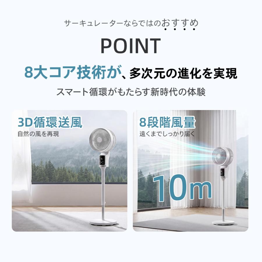 サーキュレーター 扇風機 dcモーター 3D 360°首振り 静音 パワフル送風
