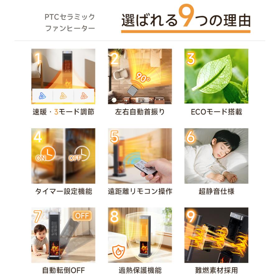 特典付き！】セラミックヒーター 速暖 大型 1200W 人感センサー