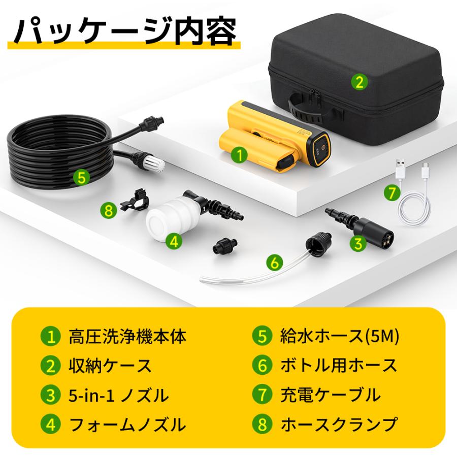 高圧洗浄機 コードレス モバイル高圧洗浄機 充電式 折りたたみ式 USB-C