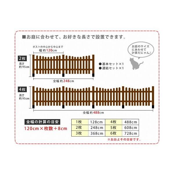 住まいスタイル ピケットフェンス U型 土中用4連結セット ダークブラウン SFPU1200-4UB-DBR メーカー直送_3