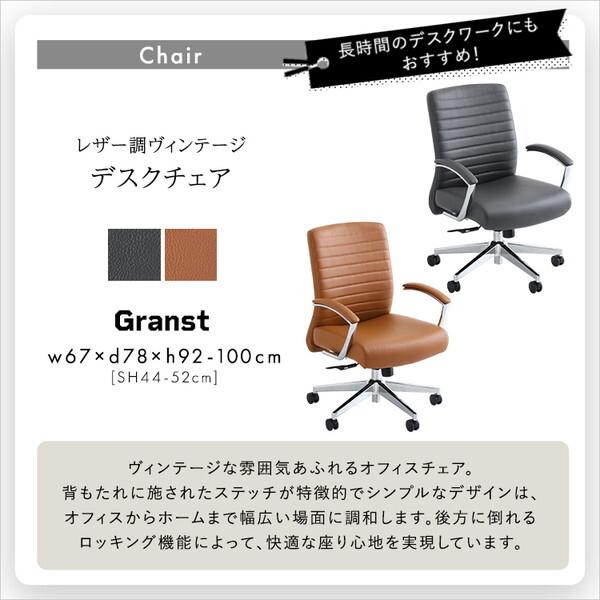 ホームテイスト SH-23-LCSET レザー調 ヴィンテージデスクチェア2点セット Granst×Lubbock SH/キャメル メーカー直送_4