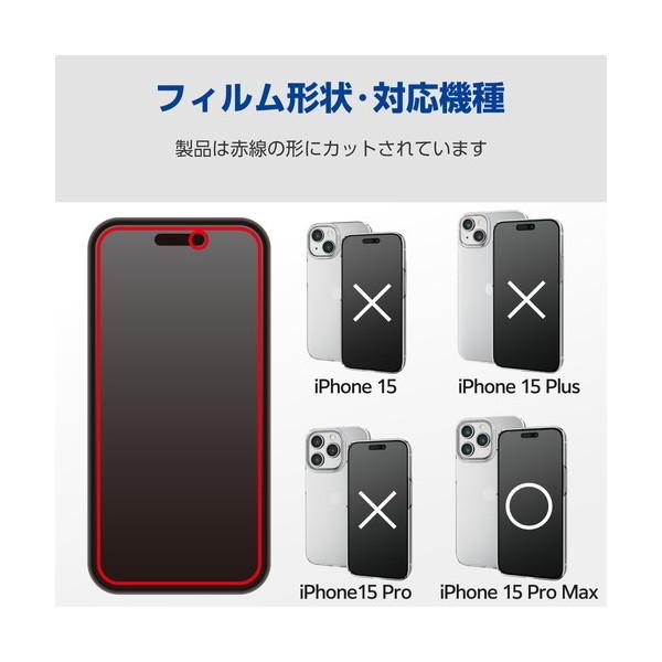 ELECOM PM-A23DFLF iPhone15 Pro Max フィルム アンチグレア 抗菌 ハードコート 指紋防止 反射防止 マット 気泡防止｜maxzen｜02