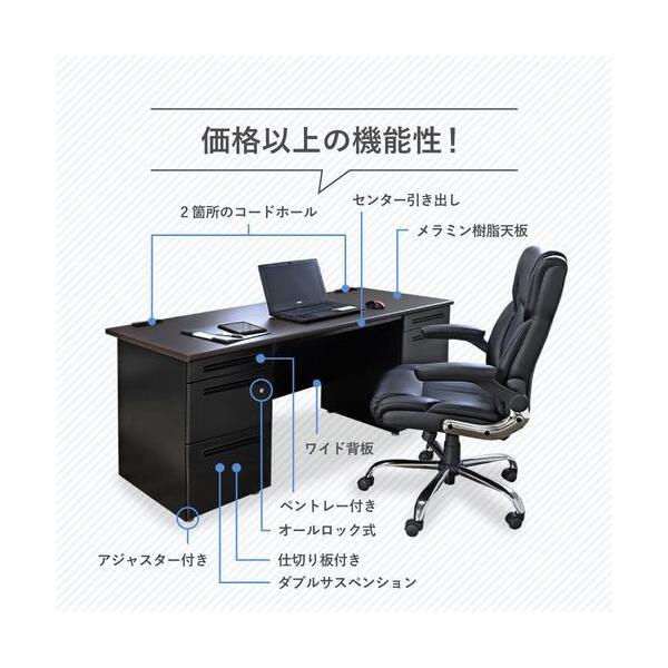法人限定 Netforce LRD-147B-W-BK-NG-33 天板ニューグレー×本体ブラック 両袖机 W1400 3段+3段 メーカー直送_1