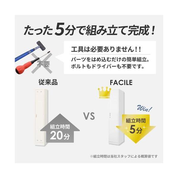 法人限定 Netforce FAD-S2-C-W-NA 本体:ホワイト/扉:ナチュラル 2人用スリムロッカー ダイヤル錠 木目 メーカー直送_2