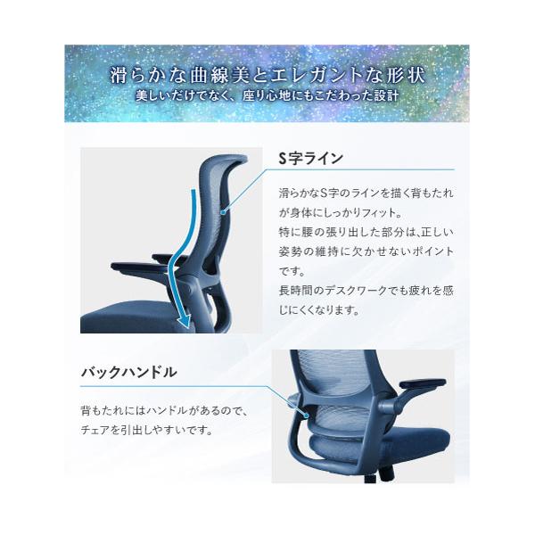 法人限定 Netforce ARD-1-W-BK ブラック オーロラデザインチェア 肘付 布張り メッシュ オフィスチェア メーカー直送_3