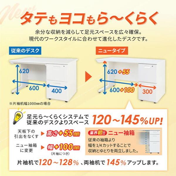 法人限定 Netforce LKD-126B-W-WHBK-3 天板ホワイト 袖箱ブラック ナッツ 片袖机 (3段 幅1200mm) メーカー直送_2