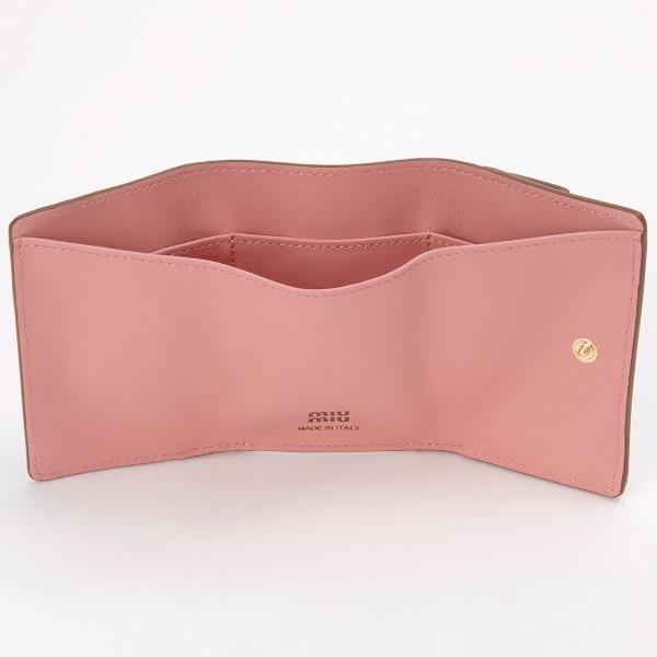 miu miu クロコ調 三つ折り財布 ピンク miu miu（ミュウミュウ） 【並行輸入品】 三つ折り財布 ピンク 5MH021