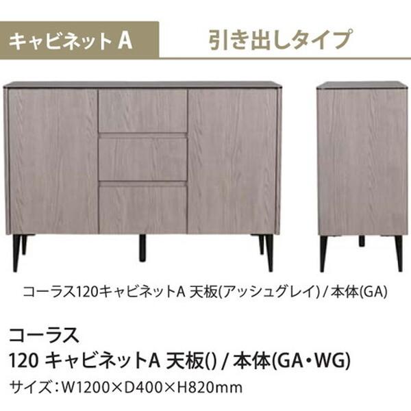 筑波産商 キャビネットA 120 セラミックトップ A/GA 天板アッシュグレイ/本体グローアッシュ メーカー直送の画像