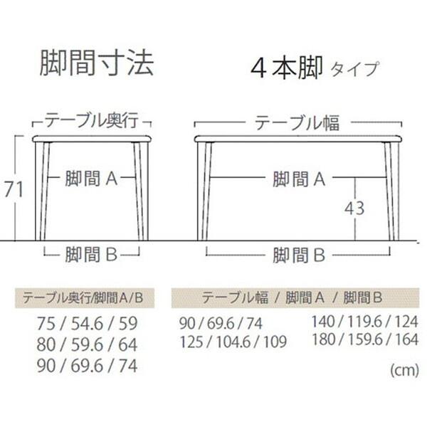 筑波産商 CCM4 ダイニングテーブル 140-80 Z 4本脚 NA メーカー直送